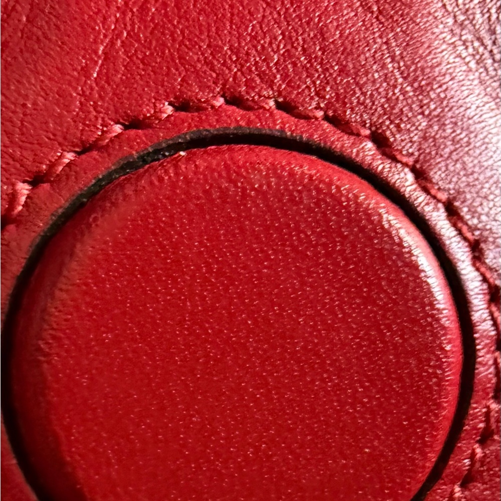 Gucci Red Leather Tote with Embossed GG and Gold Chain Handles - Picture 8 of 16